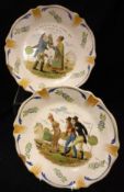 A pair of Quimper style plates marked "Le Marche aux Fleurs 1814 Ancienne Rose" and with further