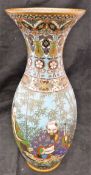 A Chinese cloisonné vase of baluster form with flared rim,