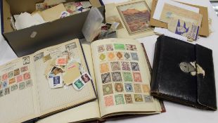A box of assorted stamps to include foreign and British examples