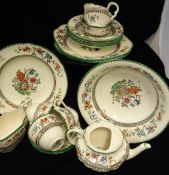 A quantity of Copeland Spode "Chinese Rose" dinner and tea wares to include teacups, saucers, bowls,