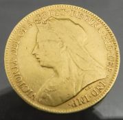 An 1898 gold half sovereign