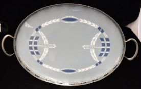 A 1930's Villeroy & Boch oval twin-handled tray marked verso "Villeroy & Boch Dresden Saxony 2519"