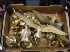 Two boxes of assorted brass ware