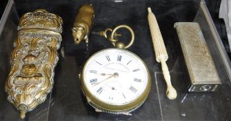 A quantity of miscellaneous items to include a railway timekeeper's pocketwatch with subsidiary