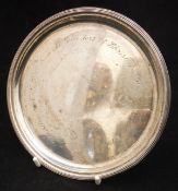 An Edward VIII silver card tray inscribed "Christian & Mary Rose from The Directors of Christian
