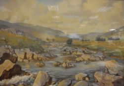 ERIC MEADE-KING "Rocky river landscape", wtercolour and gouache on paper,