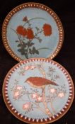 A Chinese cloisonné circular dish, the centre field decorated with bird amongst blossoming foliage,