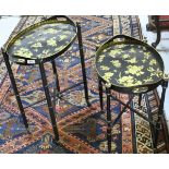 Two modern tole ware style trays on painted metal stands CONDITION REPORTS Both