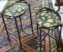 Two modern tole ware style trays on painted metal stands CONDITION REPORTS Both