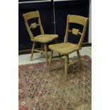 A set of eight modern beech Oxford bar back kitchen chairs