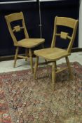 A set of eight modern beech Oxford bar back kitchen chairs
