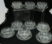 A collection of nine Waterford style sundae dishes on stands with grape and vine decoration and two