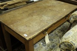 A Victorian pine single drawer side table