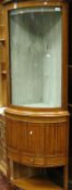 A circa 1900 satinwood and inlaid corner display cabinet,