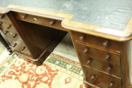 A Victorian walnut breakfront double pedestal desk CONDITION REPORTS The leatheron