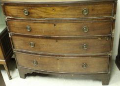 A 19th Century mahogany bow fronted chest of four drawers,