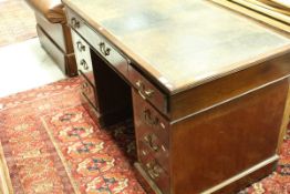 A 20th Century mahogany double pedestal desk CONDITION REPORTS The dimensions are