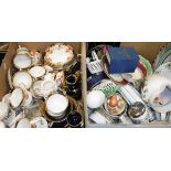 Two boxes of assorted china wares and other sundry items to include part services of Sutherland