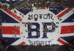 A large enamel sign "BP Motor Spirit"