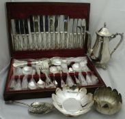 An Osborne silver plated Kings pattern cutlery canteen,
