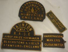 Four cast iron signs to include "J.L.