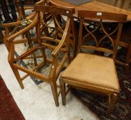 A set of eight Bevan Funnell Reprodux yew wood chairs with leather seats (6 + 2 carvers)