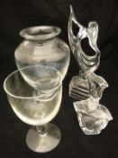Six empty champagne bottles, a boxed set of six Kinver English Lead Crystal sherry glasses,
