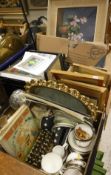 A box of miscellaneous china and glass wares and other sundry items,