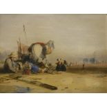 THOMAS MILES RICHARDSON JNR RWS (1813-1819) "Fisherfolk on the shore", watercolour, unsigned,