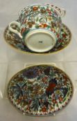 A pair of Meissen Japan pattern tea cups and saucers with blue crossed swords mark to the base