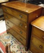 A 19th Century mahogany square front chest, the plain top above four long graduated drawers,