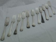 A set of George III silver table forks (London 1808 and 1814 by William Eley,