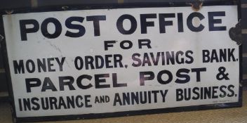 An enamel sign "Post Office for Money Order, Savings, Bank, Parcel,
