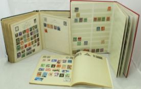 A collection of five various volumes of British and World stamps together with a collection of