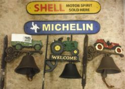 Two modern painted cast metal signs "Michelin",