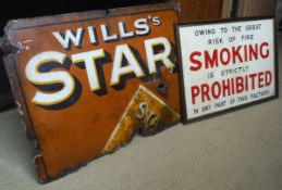 An enamel sign "Wills's Star",
