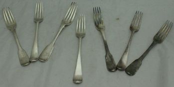 A set of three George III silver table forks (London 1791),