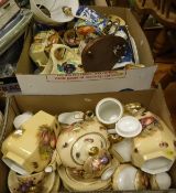 Three boxes of assorted china and glass wares to include an Aynsley part dinner service,