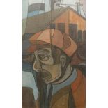 IN THE MANNER OF NORMAN CORNISH "Miner outside mine", oil on board,