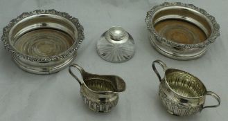 A Victorian silver cream jug and twin-handled sucrier (Birmingham 1883 by Hilliard and Thomason)