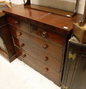A Victorian mahogany chest of two short above three long drawers to bracket feet (cut down)