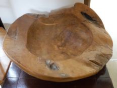A large treen ware bowl CONDITION REPORTS Dimensions - diameter at largest 65 cm