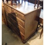 An 18th Century oak and mahogany banded North Country chest of two short over three long graduated