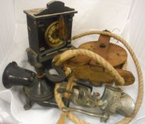 Assorted kitchen and other wares to include coffee grinder marked "Lovelock",