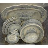 A collection of blue and white "Asiatic Pheasant" china to include sauce tureens,