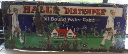 An enamel sign "Hall's Distemper - the oil-bound water paint" Sissons Brothers & Co Ltd Hull