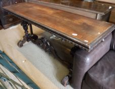 A Victorian style hall table with rectangular top and moulded edge above an egg and dart carved