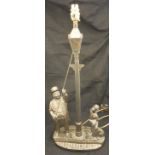 A table lamp with bronze effect body in the form of street lighter and lamp,