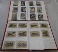 Three albums of various cigarette cards and silks to include Wills Cigarettes "Old Inn" series,