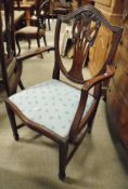 A set of five 20th Century shield backed mahogany dining chairs